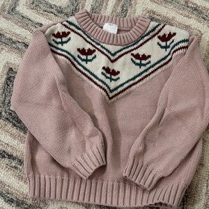 Charming Mauve Sweater with Floral Design